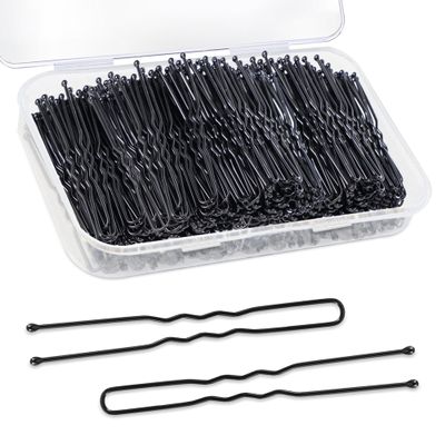 U Shaped Hair Pins, 240Pcs Black U Pins Hair Pins for Buns Updos Hair Grip Bulk for Hairstyle with Storage Box, 2.4inch