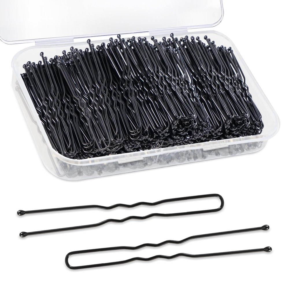 U Shaped Hair Pins, 240Pcs Black U Pins Hair Pins for Buns Updos Hair Grip Bulk for Hairstyle with Storage Box, 2.4inch