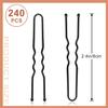 U Shaped Hair Pins, 240Pcs Black U Pins Hair Pins for Buns Updos Hair Grip Bulk for Hairstyle with Storage Box, 2.4inch view 2