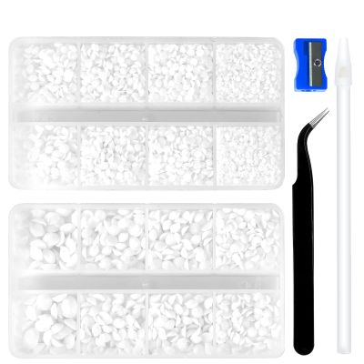 10400PCS White Resin Flat Back Rhinestones, Round Non-Hotfix Jelly AB Nail Gems Rhinestone with Tweezer and Picker Pencil for Crafts Tumblers Nail Art & DIY Decoration