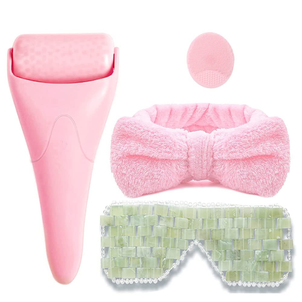 CHOISBEING Ice Roller for Face Shaper Jade Eye Masks for Puffiness Skin Care Tools Facial Cold Comppress for Face Lifting Pink C