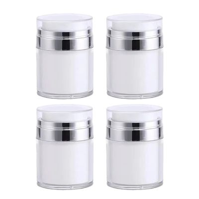 FRCOLOR 4pcs 30ML Airless Pump Bottles Refillable Travel Lotion Bottles Vacuum Press Cream Jar Foundation Cosmetic Container Lotion Dispenser for Makeup Lotion Cream
