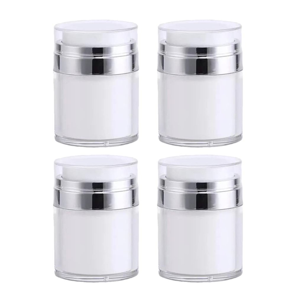 FRCOLOR 4pcs 30ML Airless Pump Bottles Refillable Travel Lotion Bottles Vacuum Press Cream Jar Foundation Cosmetic Container Lotion Dispenser for Makeup Lotion Cream