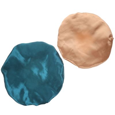 Ciieeo 2pcs Bonnet for Sleeping Adjustable Turban Caps Moisture Retention for Curly and Natural Hair Care for Makeup Showers and Face Washing Khaki Blue