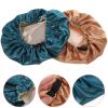 Ciieeo 2pcs Bonnet for Sleeping Adjustable Turban Caps Moisture Retention for Curly and Natural Hair Care for Makeup Showers and Face Washing Khaki Blue view 3