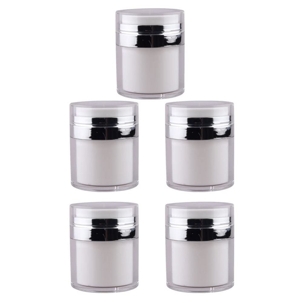FRCOLOR 5pcs 30ML Airless Pump Bottles Refillable Travel Lotion Bottles Vacuum Press Cream Jar Foundation Cosmetic Container Lotion Dispenser for Makeup Cream