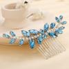 Teyglen Crystal Bride Wedding Hair Comb Bridal Blue Rhinestone Side Comb Dainty Hair Pieces Bridal Headpieces Hair Accessories for Women Bride Girls(Light Blue) view 2