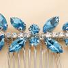 Teyglen Crystal Bride Wedding Hair Comb Bridal Blue Rhinestone Side Comb Dainty Hair Pieces Bridal Headpieces Hair Accessories for Women Bride Girls(Light Blue) view 3