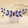 Teyglen Blue Rhinestone Wedding Hair Comb Bridal Crystal Hair Side Comb Handmade Crystal Hair Pieces Bridal Headpieces Hair Accessories for Women Bride Girls (Blue) view 1