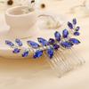Teyglen Blue Rhinestone Wedding Hair Comb Bridal Crystal Hair Side Comb Handmade Crystal Hair Pieces Bridal Headpieces Hair Accessories for Women Bride Girls (Blue) view 2