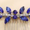 Teyglen Blue Rhinestone Wedding Hair Comb Bridal Crystal Hair Side Comb Handmade Crystal Hair Pieces Bridal Headpieces Hair Accessories for Women Bride Girls (Blue) view 3