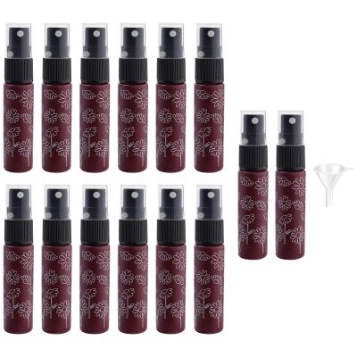Newzoll 14 Pieces Empty Glass Spray Bottle, 10 ml/ 0.33 oz Fine Mist Sprayer Bottles Portable Refillable Perfume Container for Essential Oils, Travel (Red)