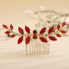 Teyglen Bridal Red Crystal Hair Comb - Rhinestone Headpiece for Brides, Women, and Girls view 1