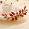 Teyglen Bridal Red Crystal Hair Comb - Rhinestone Headpiece for Brides, Women, and Girls view 2