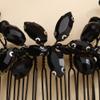 Teyglen Bride Wedding Crystal Hair Comb - Rhinestone Hair Pieces Handmade Full Black Red Blue Crystal Hair Side Comb Shiny Headpieces for Women Girls view 3