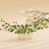 Teyglen Bridal Crystal Hair Comb Green Rhinestone Wedding Hair Side Comb Handmade Hair Accessories for Bride Red Black Blue Hair Pieces Dainty Headpieces for Women Girls (Green) view 1