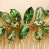 Teyglen Bridal Crystal Hair Comb Green Rhinestone Wedding Hair Side Comb Handmade Hair Accessories for Bride Red Black Blue Hair Pieces Dainty Headpieces for Women Girls (Green) view 3