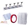EBANKU 50Sheets Nail Adhesive Tabs with Nail Art Holder Display Stand Set, 50Pcs Acrylic Nails Holder Stand with 10M Double Sided Tape Adhesive Tabs for Press on Nail Sticky view 1
