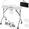 Giantex Nail Table for Nail Tech, Portable Manicure Table with Electric Dust Collector, USB-Plug LED Lamp, Wrist Rest, 4 Lockable Wheels, Foldable Nail Desk with Carry Bag (White) view 1