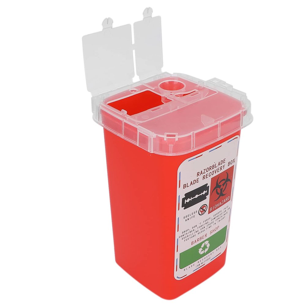 Blade Disposal Box, Disposal Blade Container Barbershop Hair Salon Shaving Knife Blade Disposal Collect Box (Red)