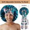 2pcs Large Silky Bonnets with tie Band Braid Bonnet, Satin Bonnet for Sleeping Curly Hair, F view 3