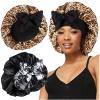 2pcs Large Silky Bonnets with tie Band Braid Bonnet, Satin Bonnet for Sleeping Curly Hair, B view 1