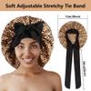2pcs Large Silky Bonnets with tie Band Braid Bonnet, Satin Bonnet for Sleeping Curly Hair, B view 3