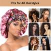 2pcs Large Silky Bonnets with tie Band Braid Bonnet, Satin Bonnet for Sleeping Curly Hair, A view 4