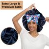 2pcs Large Silky Bonnets with tie Band Braid Bonnet, Satin Bonnet for Sleeping Curly Hair, G view 2