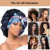 2pcs Large Silky Bonnets with tie Band Braid Bonnet, Satin Bonnet for Sleeping Curly Hair, G view 4
