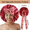 2pcs Large Silky Bonnets with tie Band Braid Bonnet, Satin Bonnet for Sleeping Curly Hair, C view 3