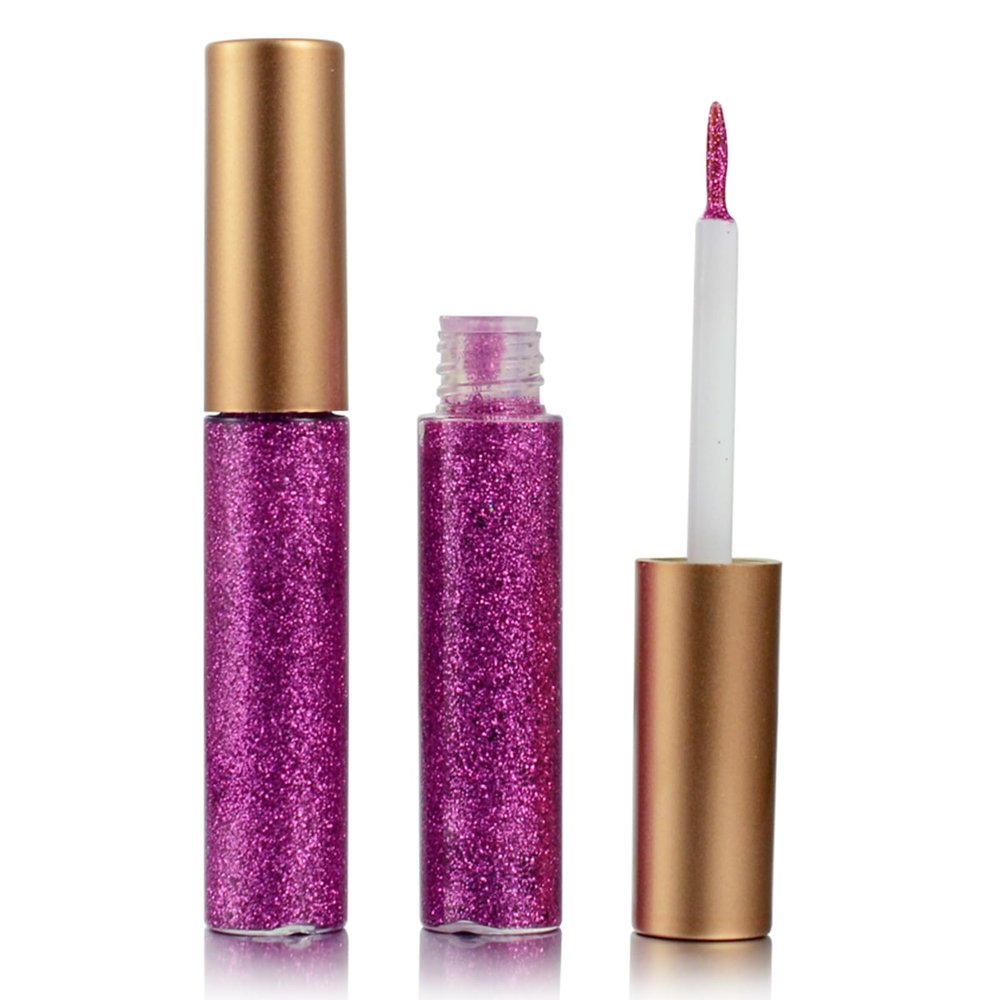 DekRion Glitter-Eyeliner,Purple-Red Giltter-Eyeliner, Long-lasting Waterproof Eye-Glitter Makeup, Silver, Gold, Purple Green High-pigmented Colorful Eye Liner Liquid