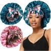 2pcs Large Silky Bonnets with tie Band Braid Bonnet, Satin Bonnet for Sleeping Curly Hair, H view 1