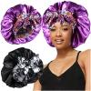 2pcs Large Silky Bonnets with tie Band Braid Bonnet, Satin Bonnet for Sleeping Curly Hair, E view 1
