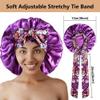 2pcs Large Silky Bonnets with tie Band Braid Bonnet, Satin Bonnet for Sleeping Curly Hair, E view 3