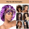 2pcs Large Silky Bonnets with tie Band Braid Bonnet, Satin Bonnet for Sleeping Curly Hair, E view 4