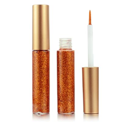 DekRion Glitter-Eyeliner,Orange Giltter-Eyeliner, Long-lasting Waterproof Eye-Glitter Makeup, Silver, Gold, Purple Green High-pigmented Colorful Eye Liner Liquid