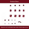 24 PCS Press on Toenails Short Square Fake Toenails Red Fake Toenails Rhinestone Fake Toenails Wearable Fake Toenails Glossy Fake Toenails Acrylic Full Coverage Fake Toenails Gifts for Women and Girls view 2