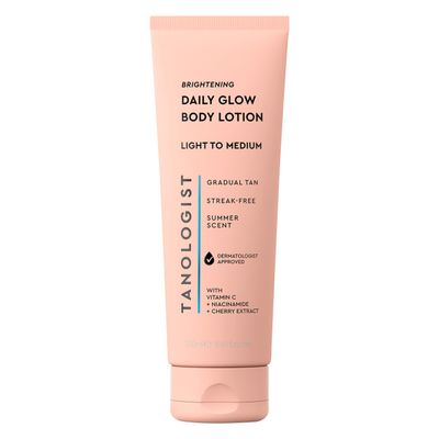 Tanologist Brightening Daily Glow Body Lotion- Light/Medium, Gradual Tanning Lotion, No Fake Tan Smell, Streak-Free & Natural Looking Self Tanner, Vegan, 8.45 fl. oz/250 ml Tube