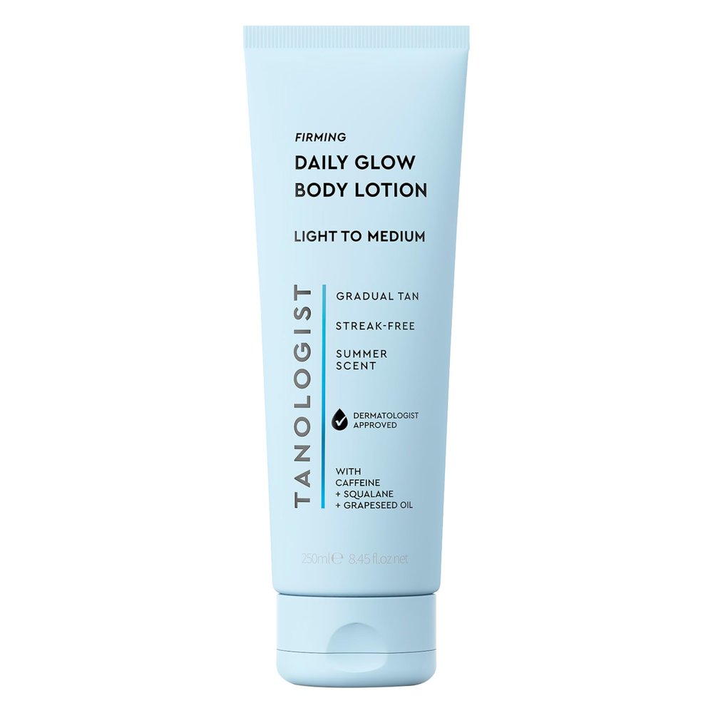 Tanologist Firming Daily Glow Body Lotion- Light/Medium, Fast-Developing, Transfer-Proof Gradual Self Tanner, Summer Scent, Natural Not Orange, Lasts 7 Days, Vegan Formula, 8.45 fl oz