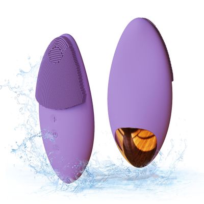 Bella Ciao 12-Speed Gentle Facial-Cleansing Brush, Rechargeable Silicone Face Scrubber, Deep-Cleaning and Exfoliating Face-Wash Brush, Water-Resistant Design, Purple