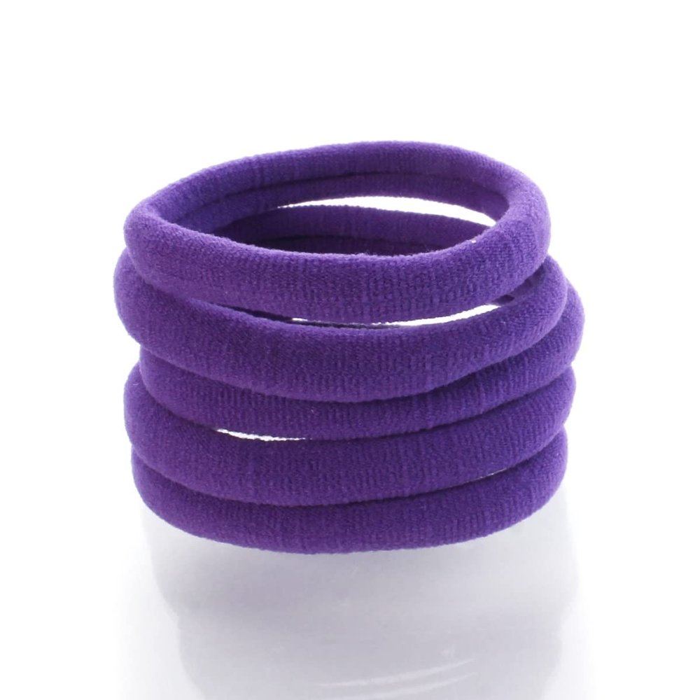 My Lello Large Thick Premium Elastic Ponytail Holder Seamless Hair Bands Purple 100pcs