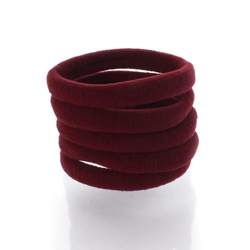 My Lello Large Thick Premium Elastic Ponytail Holder Seamless Hair Bands Maroon Burgundy 100pcs