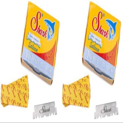 100 Shark Super Stainless Straight Edge Barber Razor Blades for Professional Barber Razors (Pack of 2)