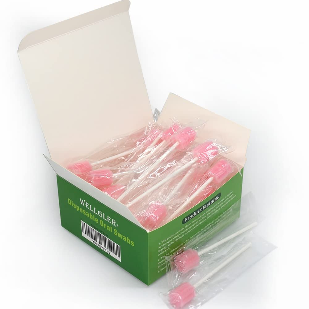 Oral Care Swabs Disposable Pink 50 Counts