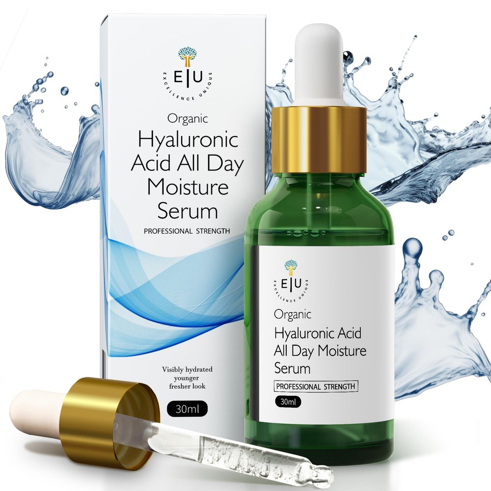 Organic Hyaluronic Acid Serum for Face  30ml Hydrating Serum  Hyaluronic Acid Serums for Deep Moisture, Plumping & Anti-Aging