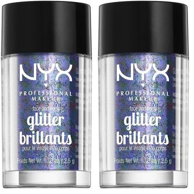 NYX PROFESSIONAL MAKEUP Face & Body Glitter, Violet (Pack of 2)