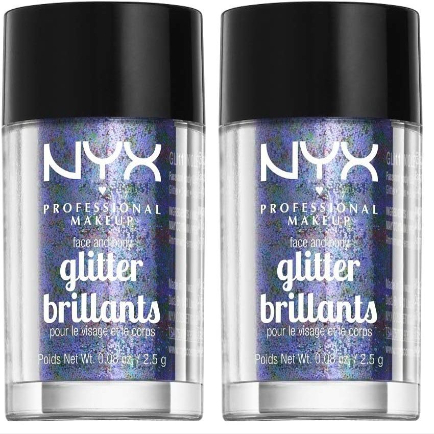 NYX PROFESSIONAL MAKEUP Face & Body Glitter, Violet (Pack of 2)