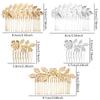 5 Pieces Leaf Hair Side Combs Gold Silver Rhinestone Hair Comb Clips with Teeth Combs for Wedding Hair Accessories for Women, Girls, Bride, Bridesmaid (Gold, Silver) view 3