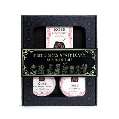 Three Sisters Bath & Body 3 Piece Gift Set Trio (Rose and Coconut)
